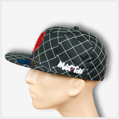 Mad Toto Criss Cross Fitted Hat - Black and Red Left View 420 Apparel