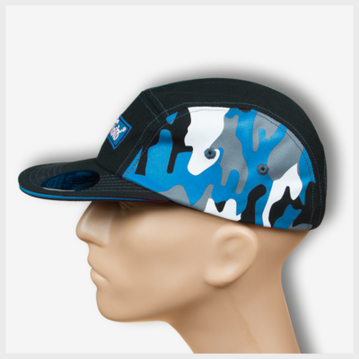 Mad Toto 5 Panel Hat - Blue Camo Left View 420 Apparel