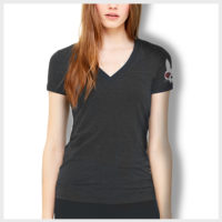 Distressed Logo Women's V Neck Front 420 Apparel by Mad Toto