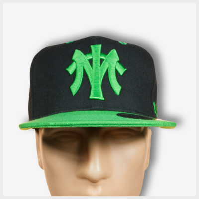 MT Black Snapback (Green) Front View 420 Mad Toto Apparel