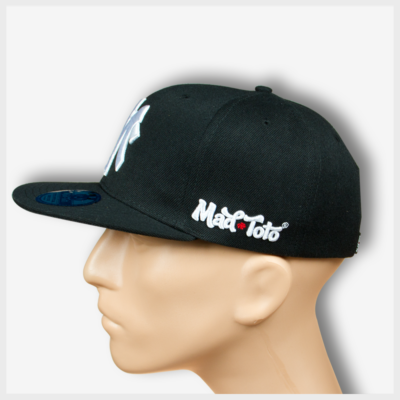 MT Black Snapback (White) Left View 420 Mad Toto Apparel