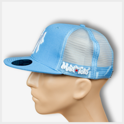 Toto MT Trucker Snapback Blue/White Left View Mad Toto 420 Apparel