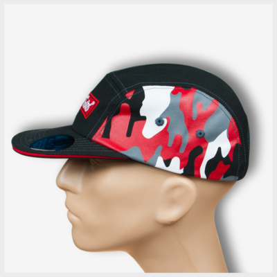Mad Toto 5 Panel Hat - Red Camouflage Left View 420 Apparel