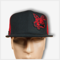 Toto Patch Trucker Snapback Red/Black Front View Mad Toto 420 Apparel