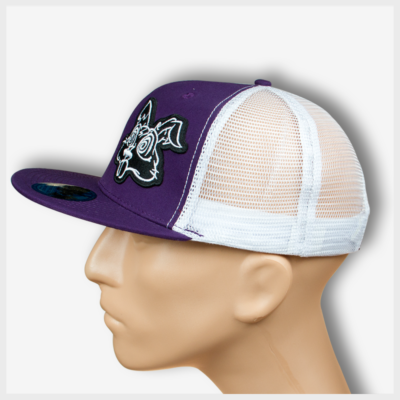 Toto Patch Trucker Snapback (Purple/White) Left View Mad Toto 420 Apparel